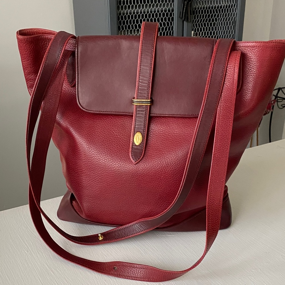 Cartier Burgundy Red Leather Tote - Authentic Vintage Luxury - Picture 8 of 16